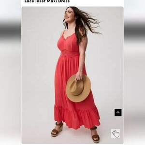 Torrid Coral Lace Detail Maxi Dress